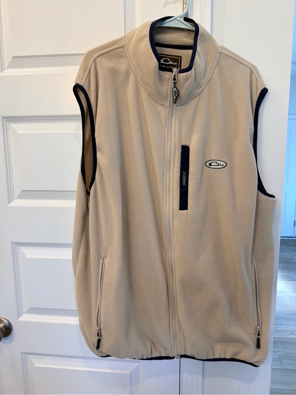 Drake Men's Tan Fleece Vest with Black Trim